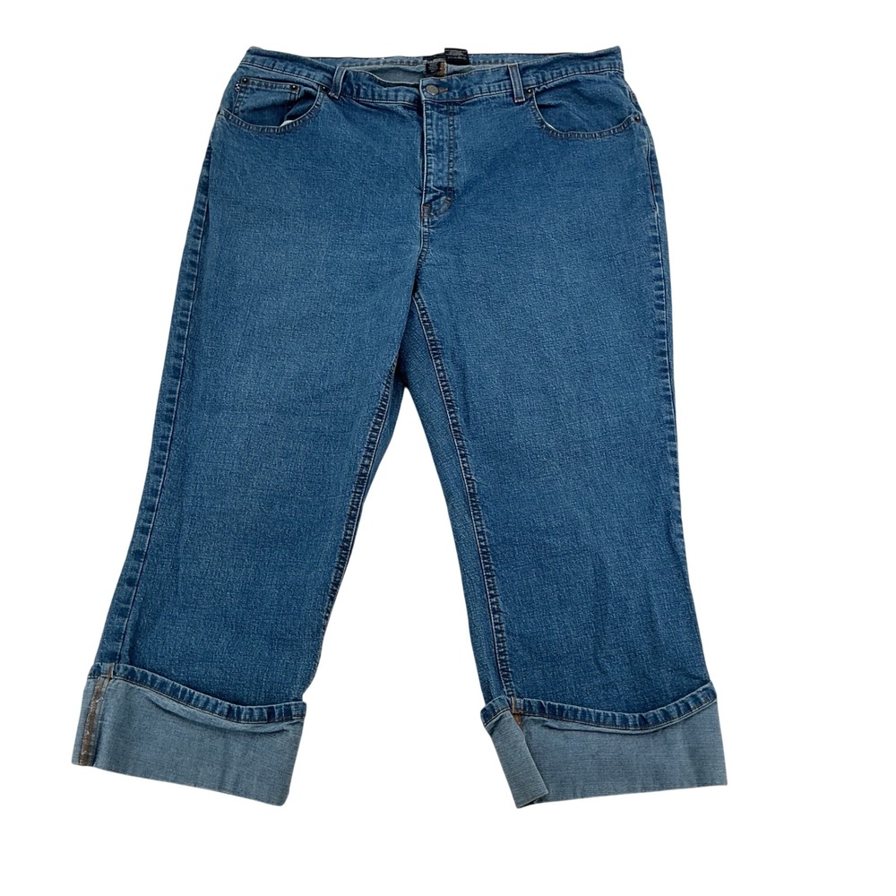 IZOD Jeans Woman Capri Pants Women 18W Blue Stretch Cotton Cuffed Casual Summer
